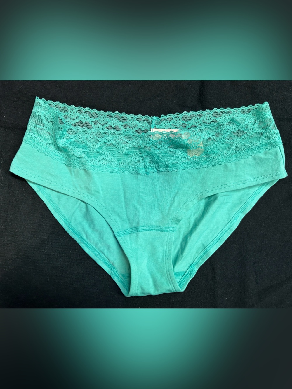 Victoria's Secret Low Rise Lace-Trim Bikini Briefs - Teal Aqua Sz Medium